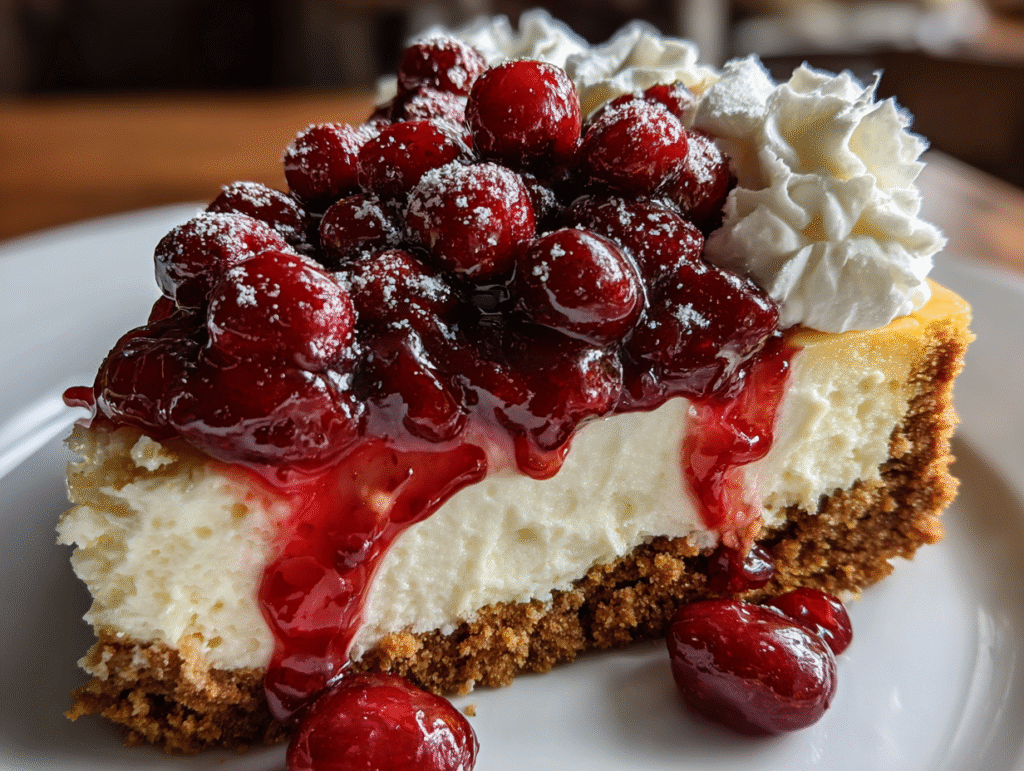 Christmas Cheesecake with Cranberry Jam