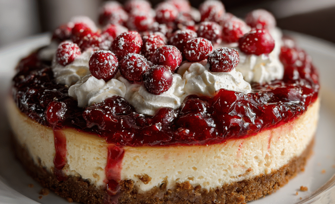 Cheesecake with Cranberry Jam