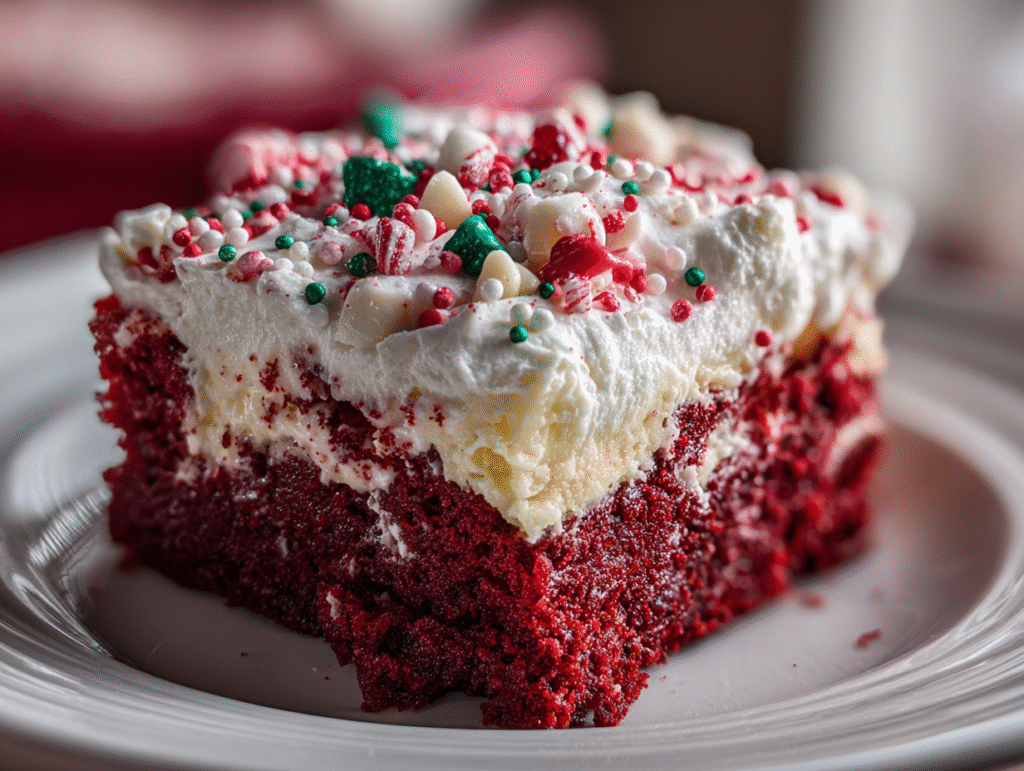 perfect Christmas Red Velvet Poke Cake