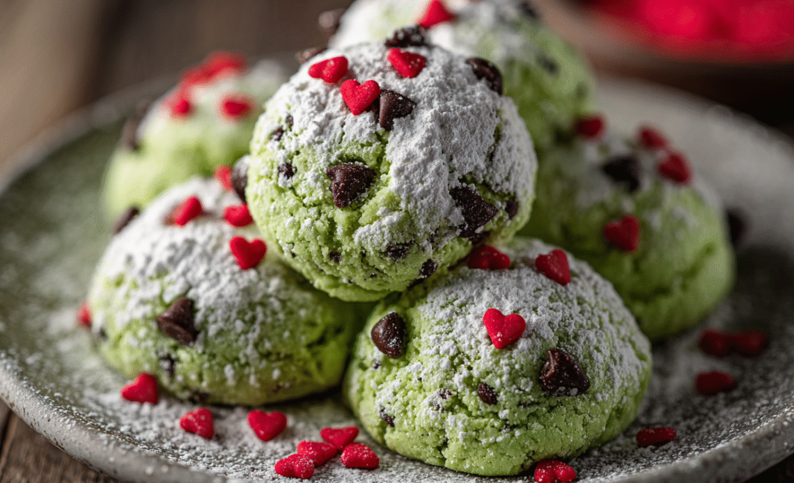 Grinch Snowball Cookies