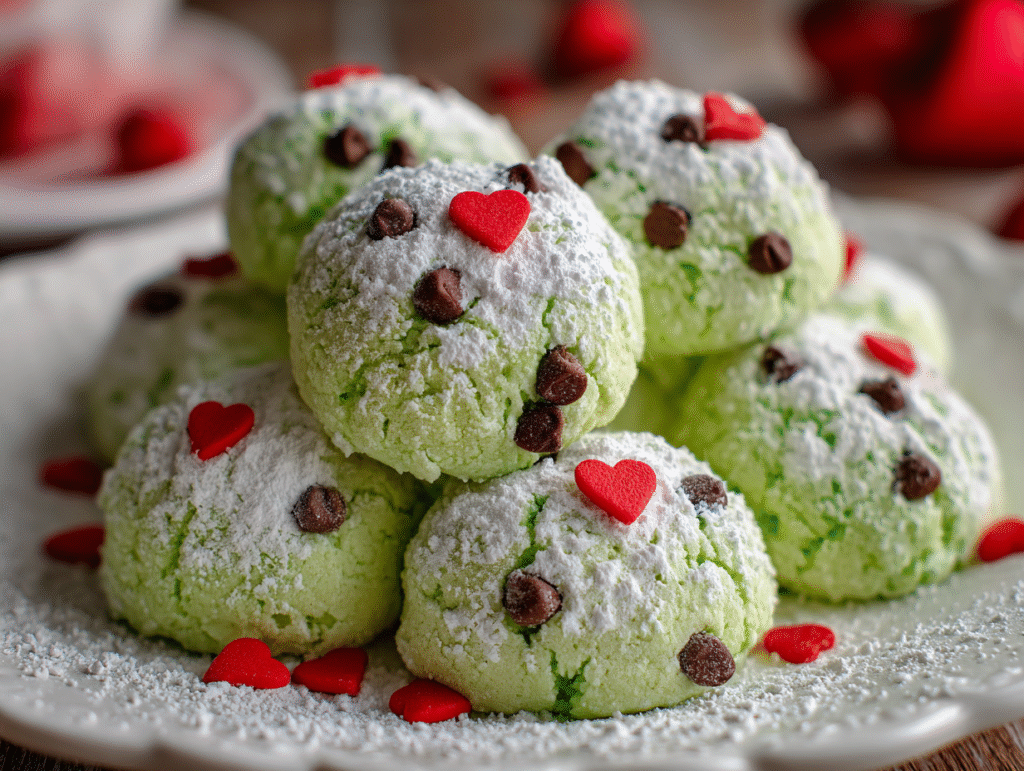 Grinch Snowball Cookies