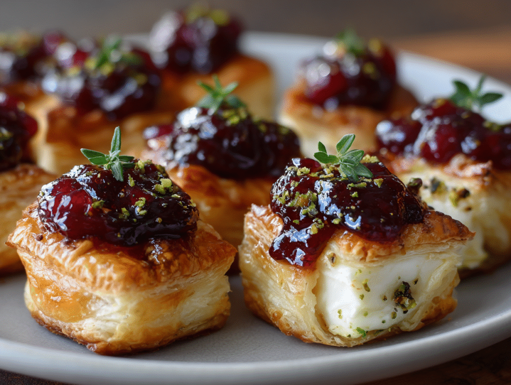 Mini Cranberry Brie Bites With Puff Pastry recipe