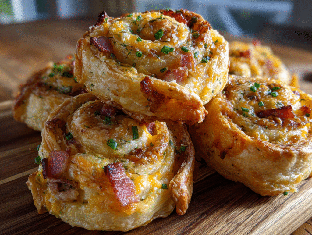 Savory Christmas Pinwheels Recipe with Bacon & Cheese