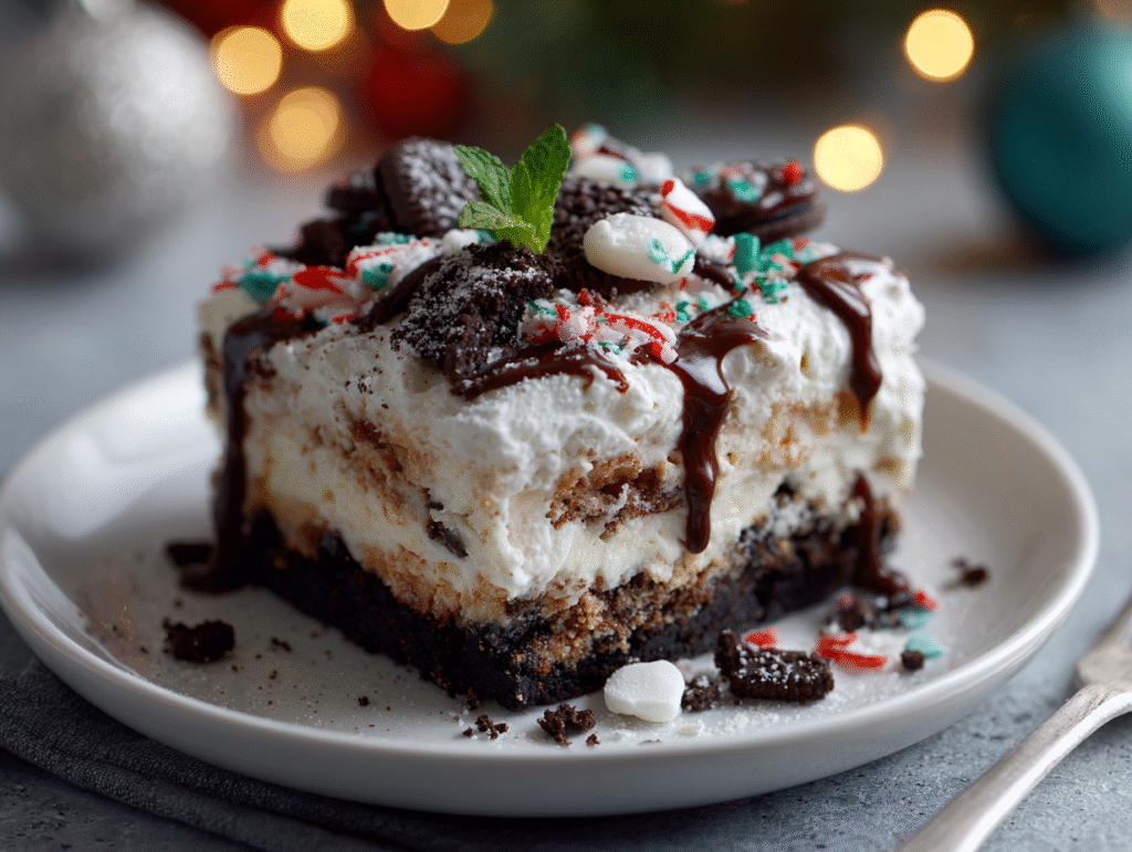 No Bake Christmas Oreo Lasagna Recipe