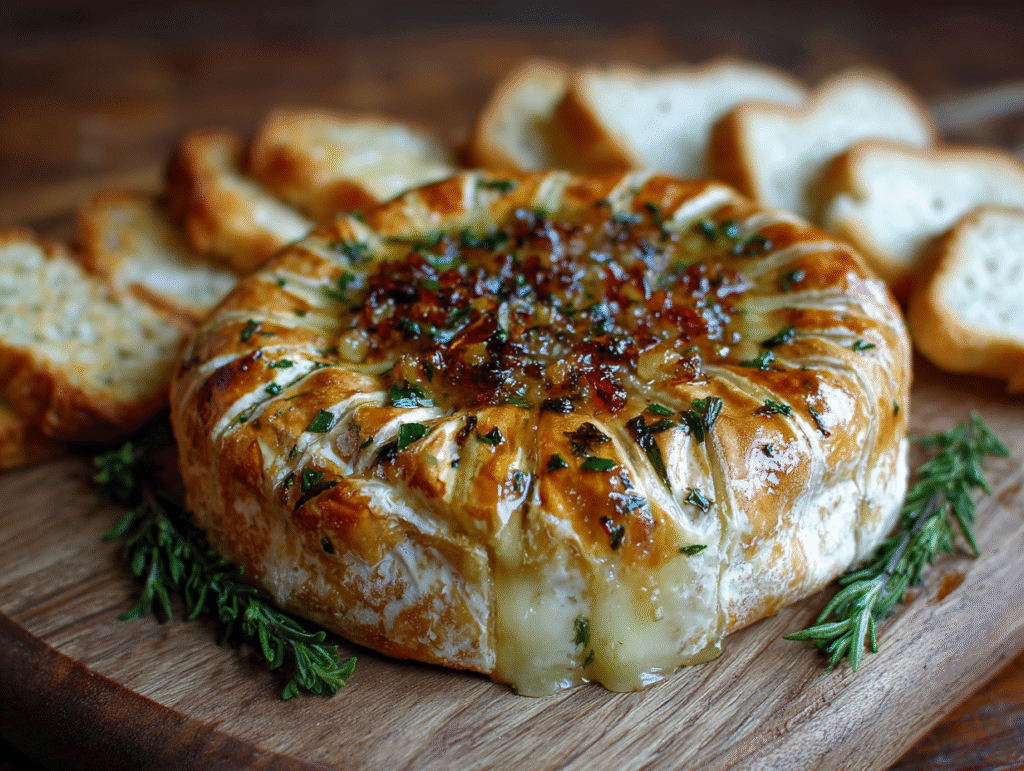 Luxurious Savory Baked Brie with Garlic And Herbs