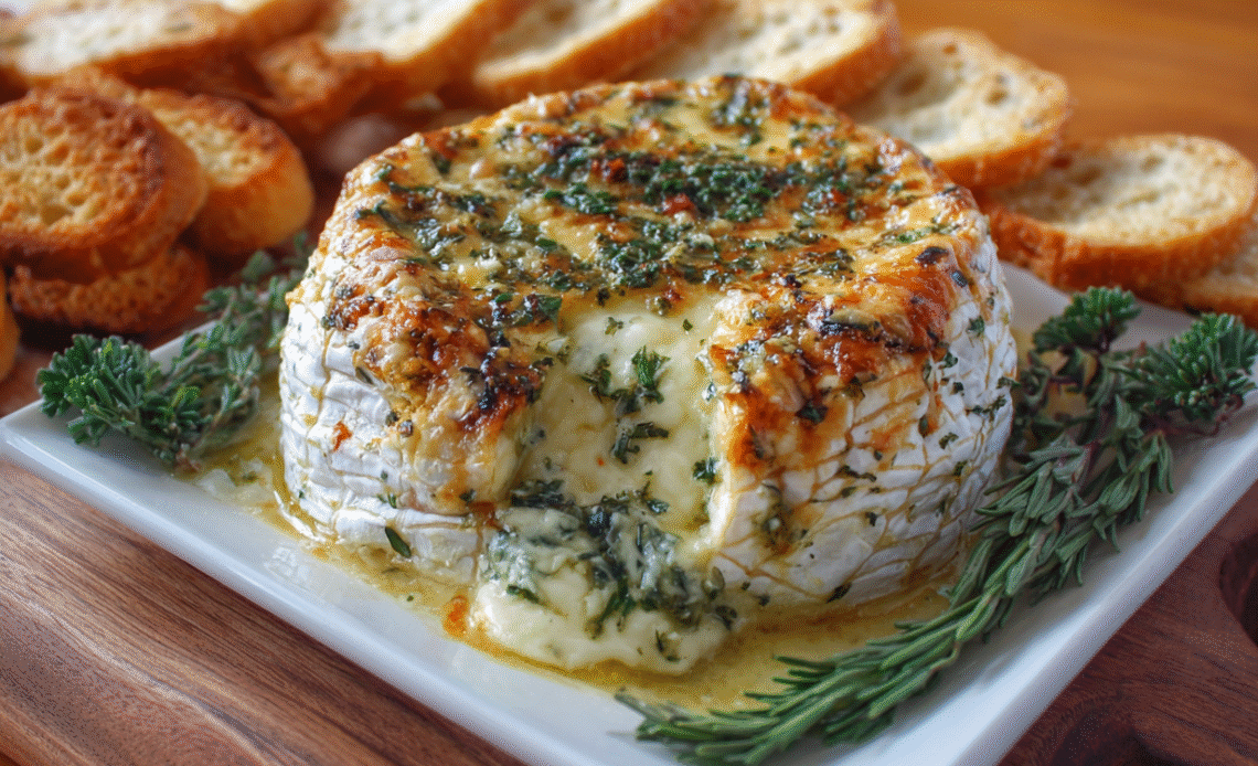 Savory Baked Brie Garlic Herbs