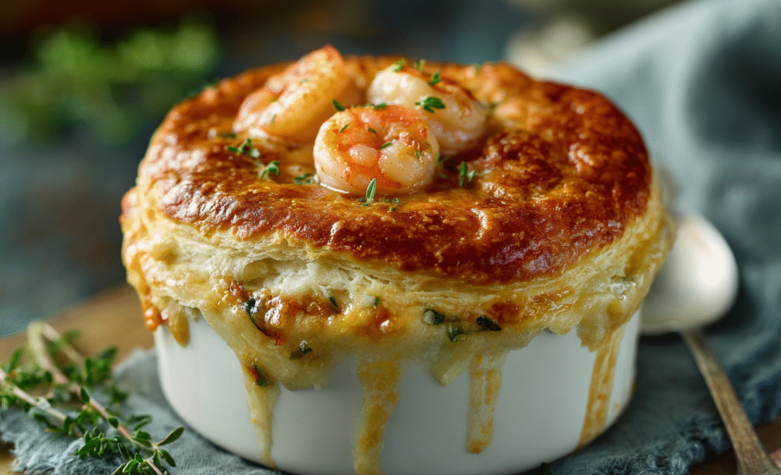 Shrimp and Lobster Cheddar Bay Biscuit Pot Pie