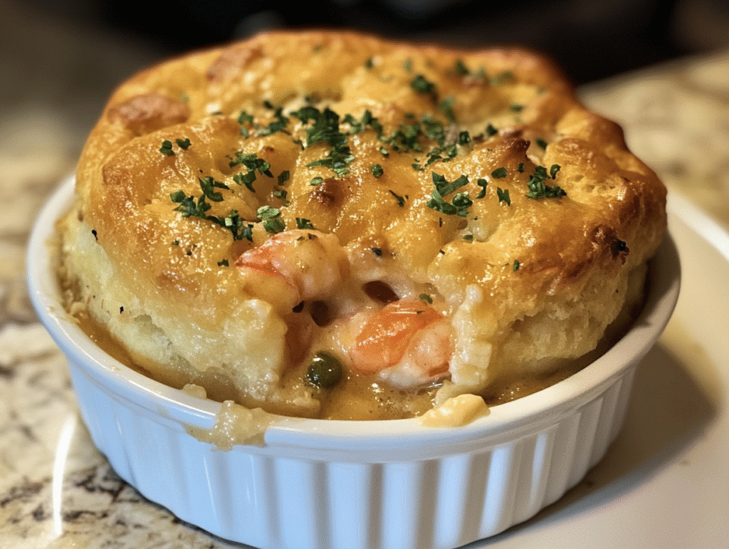 A Healthier Shrimp and Lobster Cheddar Bay Biscuit Pot Pie