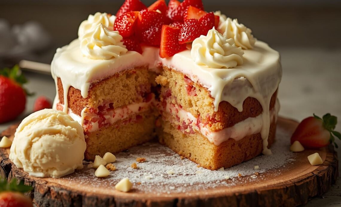 Strawberry Earthquake Cake