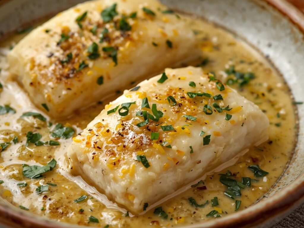 Baked Cod in Coconut Lemon Cream Sauce: A Luxurious, Dairy-Free Delight