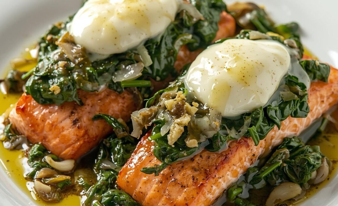 Baked Salmon with Spinach and Mozzarella