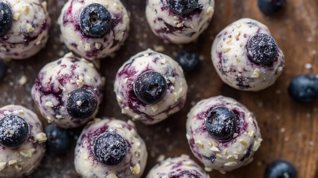 dessert of Blueberry Cheesecake Protein Bites