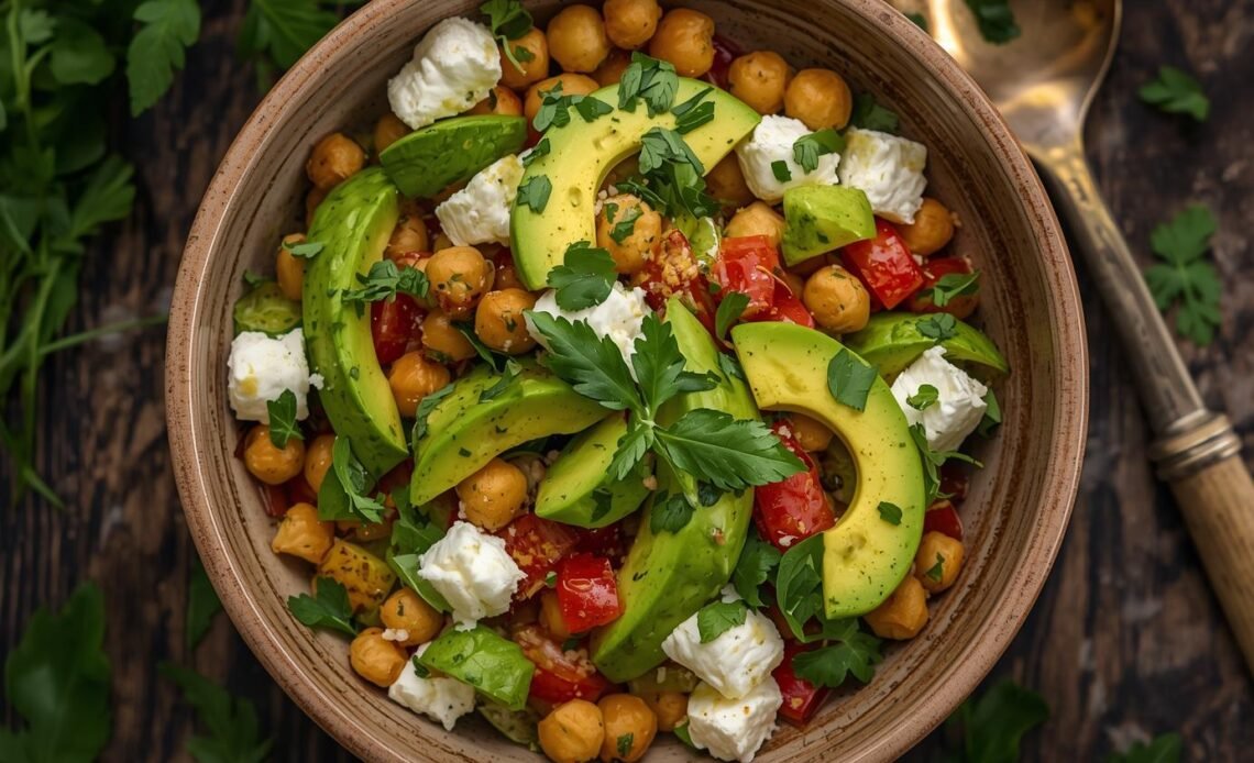 Chickpea Feta Avocado Salad