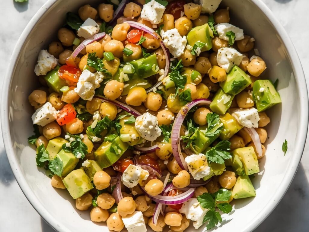 Chickpea Feta Avocado Salad: The 15-Minute Mediterranean Power Bowl