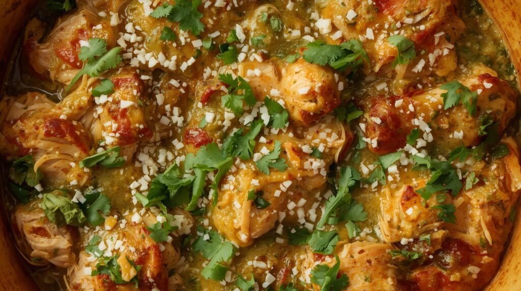 the best Delicious Salsa Verde Chicken Casserole