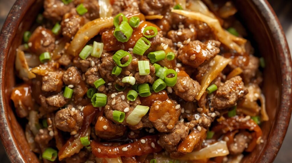 Low-Carb Mongolian Ground Beef and Cabbage