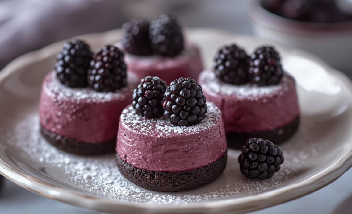 Mini Blackberry Mousse Cakes