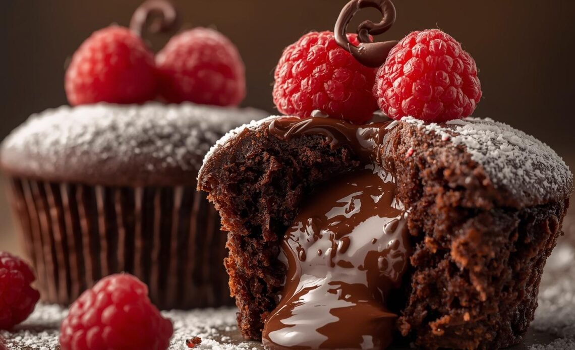 Raspberry Chocolate Lava Cupcakes
