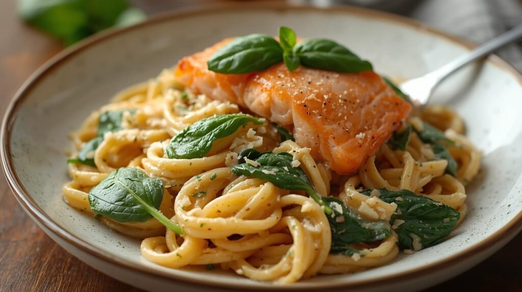 Salmon Spinach Pasta