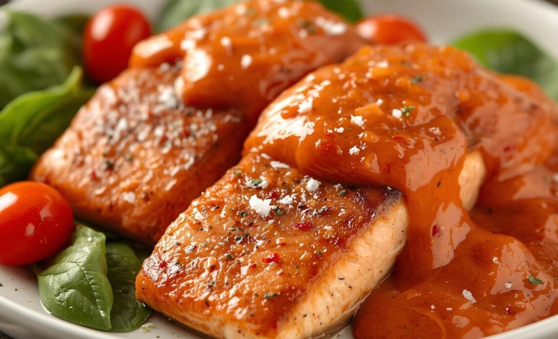 Salmon with Roasted Red Pepper Sauce