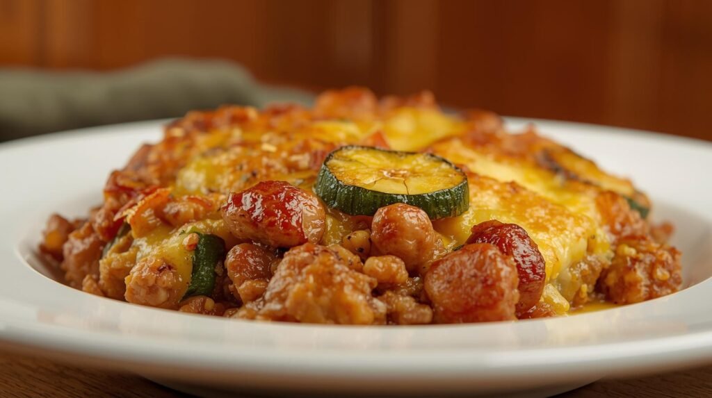 Savory Ground Turkey Zucchini Casserole