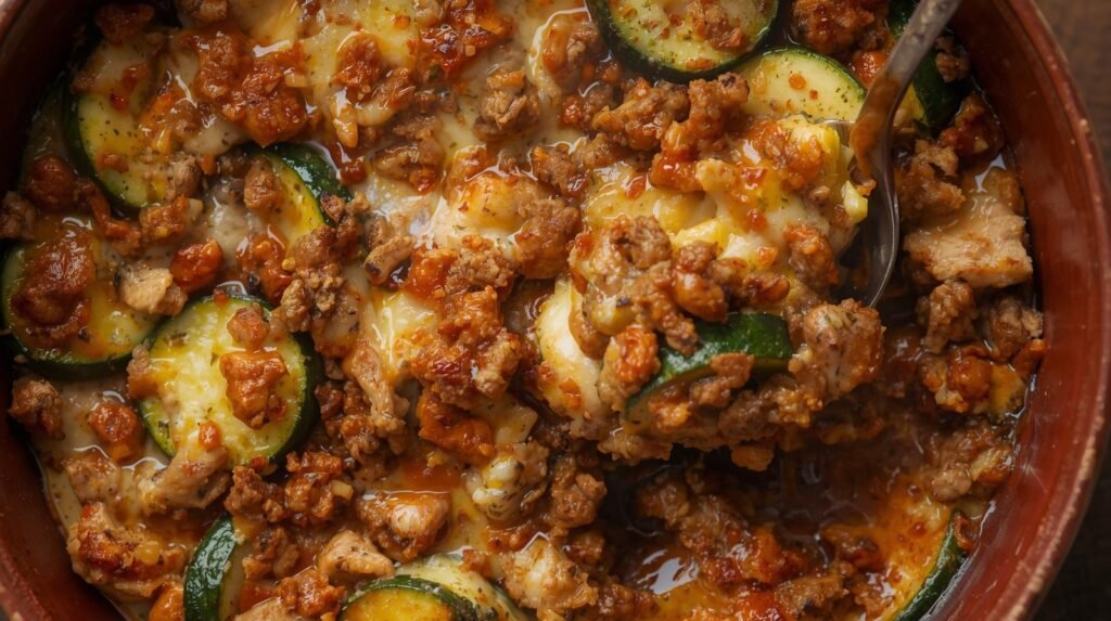 the best Savory Ground Turkey Zucchini Casserole