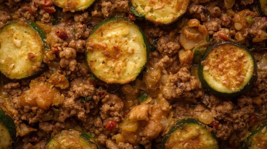 dishes of Savory Ground Turkey Zucchini Casserole