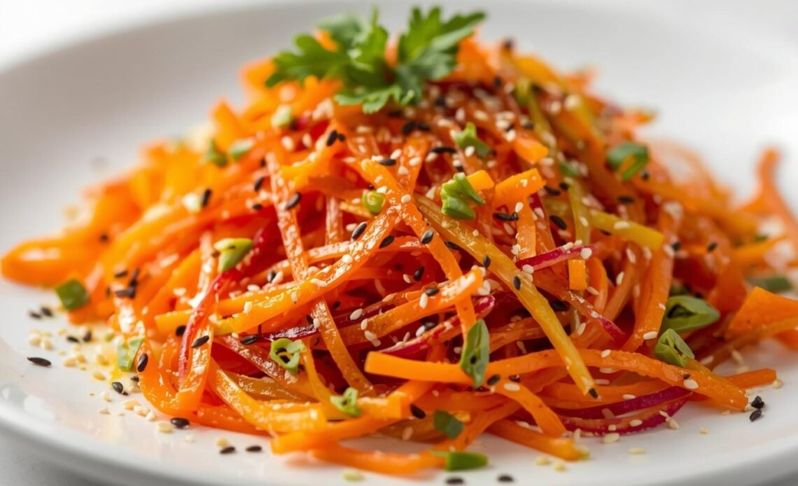 Shaved Rainbow Carrot Sesame Salad