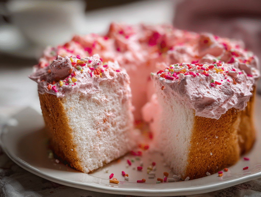 Beautiful Pink Angel Food Cake dessert