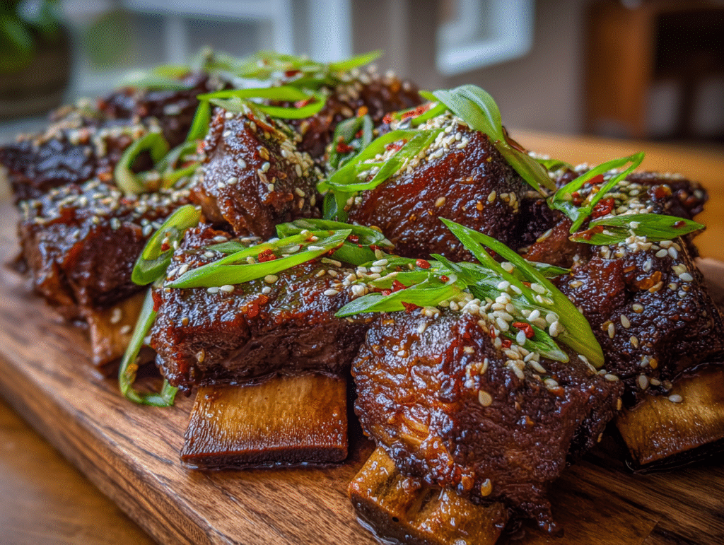 dishes of Caramelized Slow Roast Asian Beef Short Rib