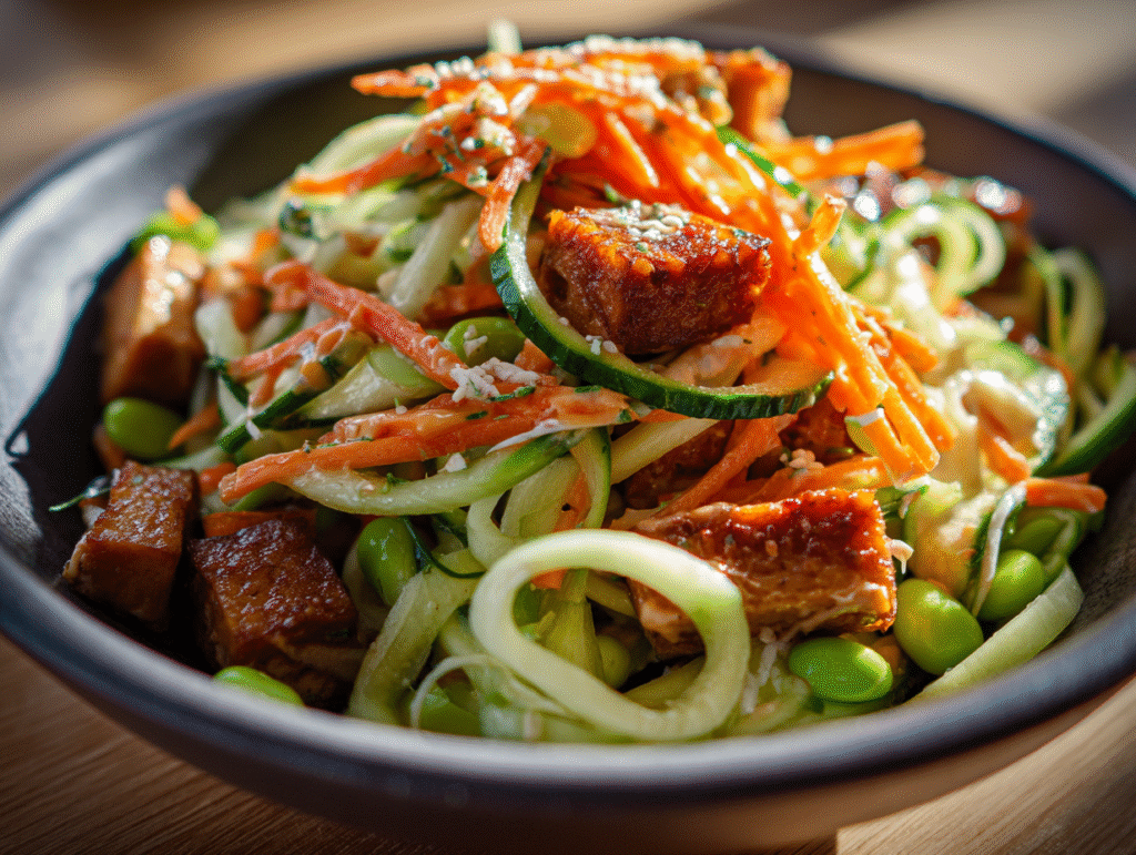 healthy food of Creamy Asian Cucumber Salad Bowl Recipe