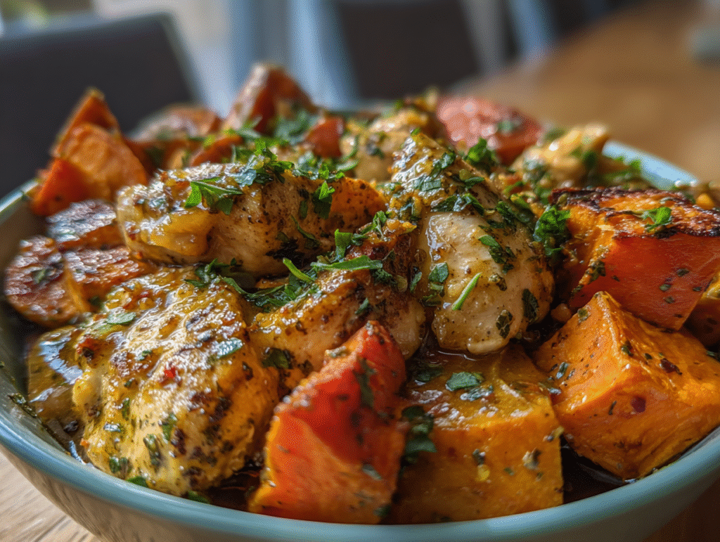 Maple Dijon Chicken & Sweet Potato Bowls