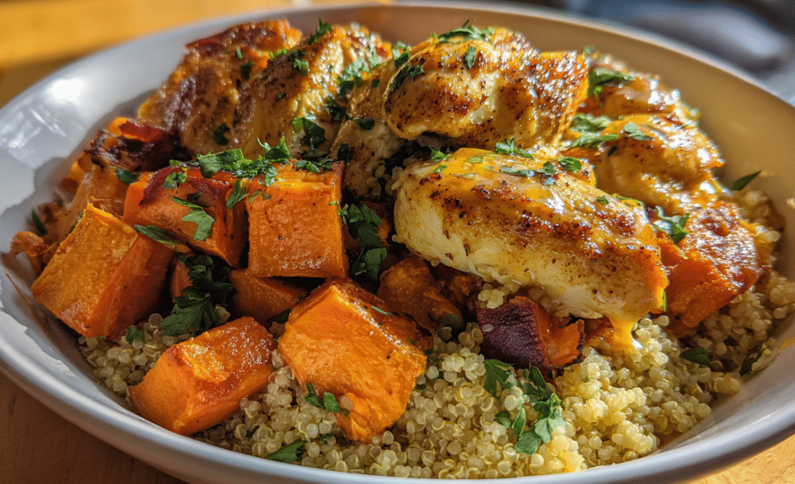 Maple Dijon Chicken & Sweet Potato Bowls: A Balanced Meal