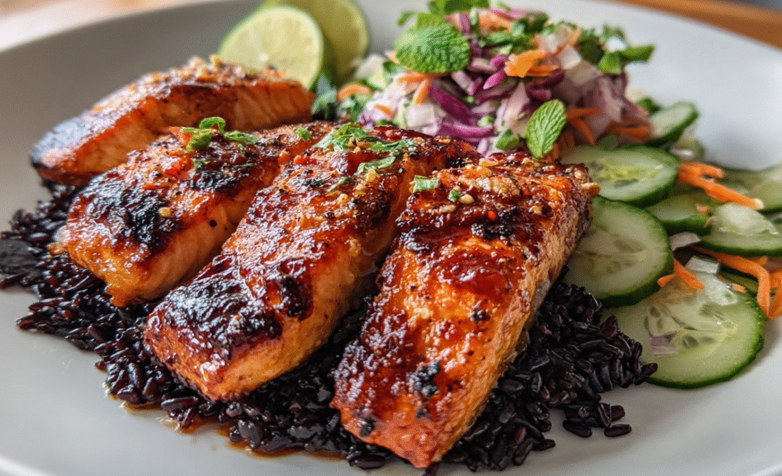Miso Salmon with Black Rice