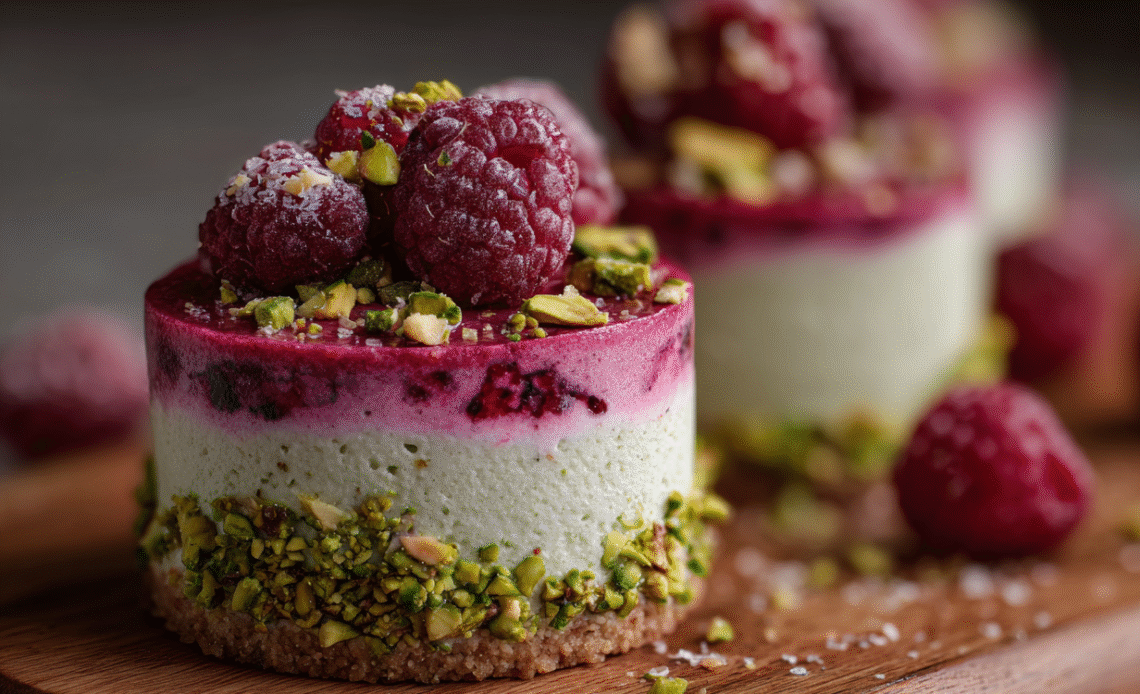 Raspberry Pistachio Mousse Cakes