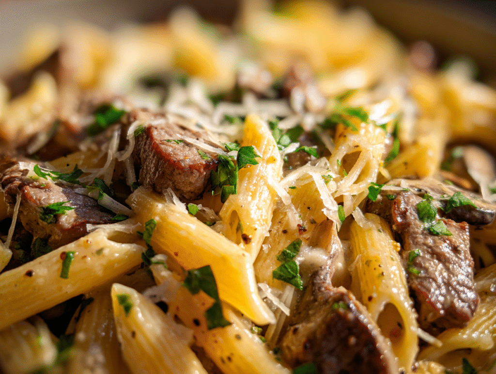 the best Steak and Truffle Gouda Pasta Bake