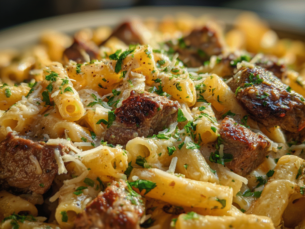dishes of Steak and Truffle Gouda Pasta Bake