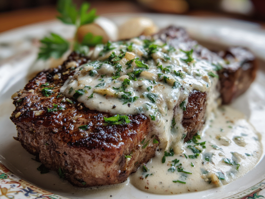 What Is Steak with Haunted Bourbon Garlic Cream Sauce and Why Does It Fit Here?