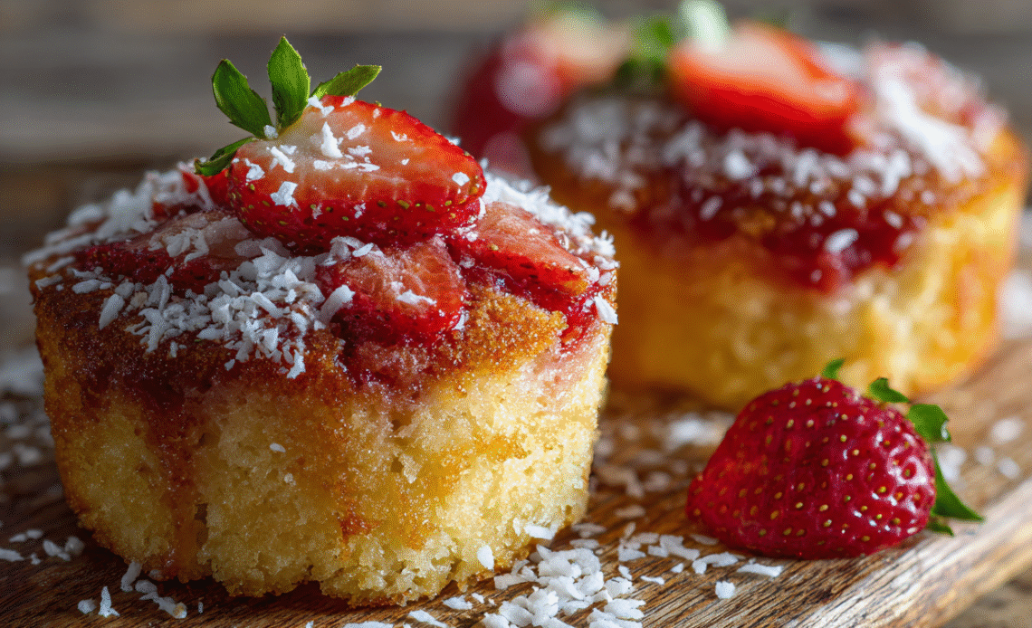 Strawberry Coconut Sponge Cakes