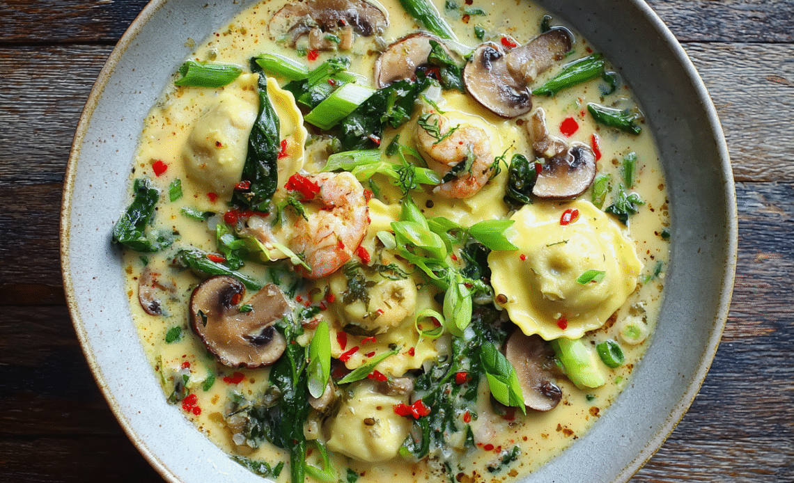 Thai Soup with Ravioli