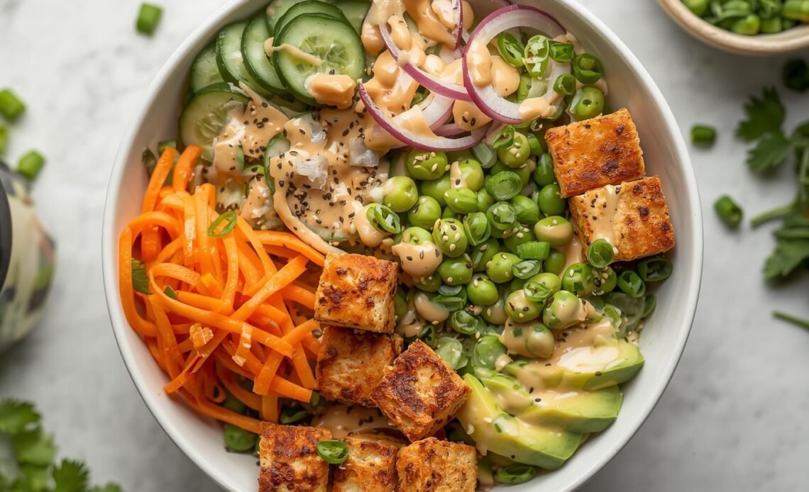 Creamy Asian Cucumber Salad Bowl