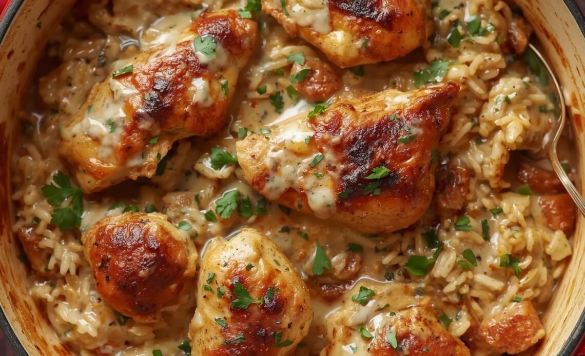 One-Pot Cajun Chicken Alfredo Orzo