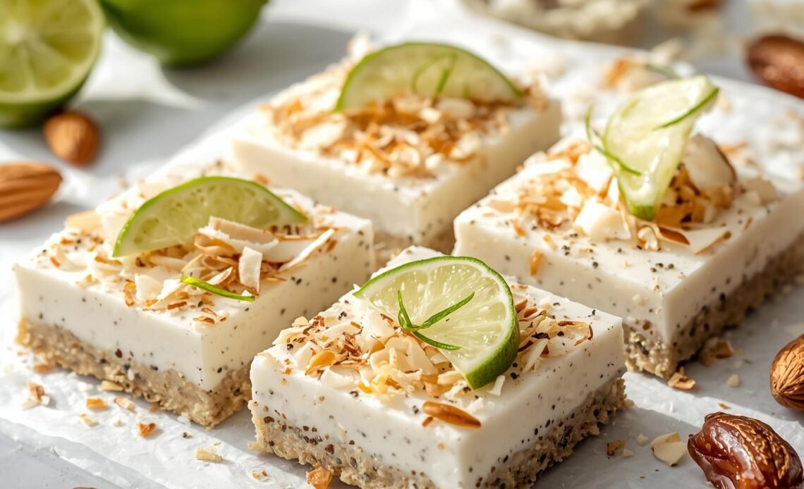 No-Bake Chia Pudding Bars with Zesty Coconut Lime Flavor