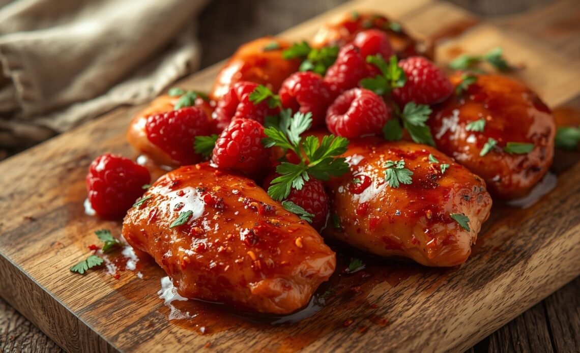 Sweet and Spicy Jalapeno Raspberry Chicken