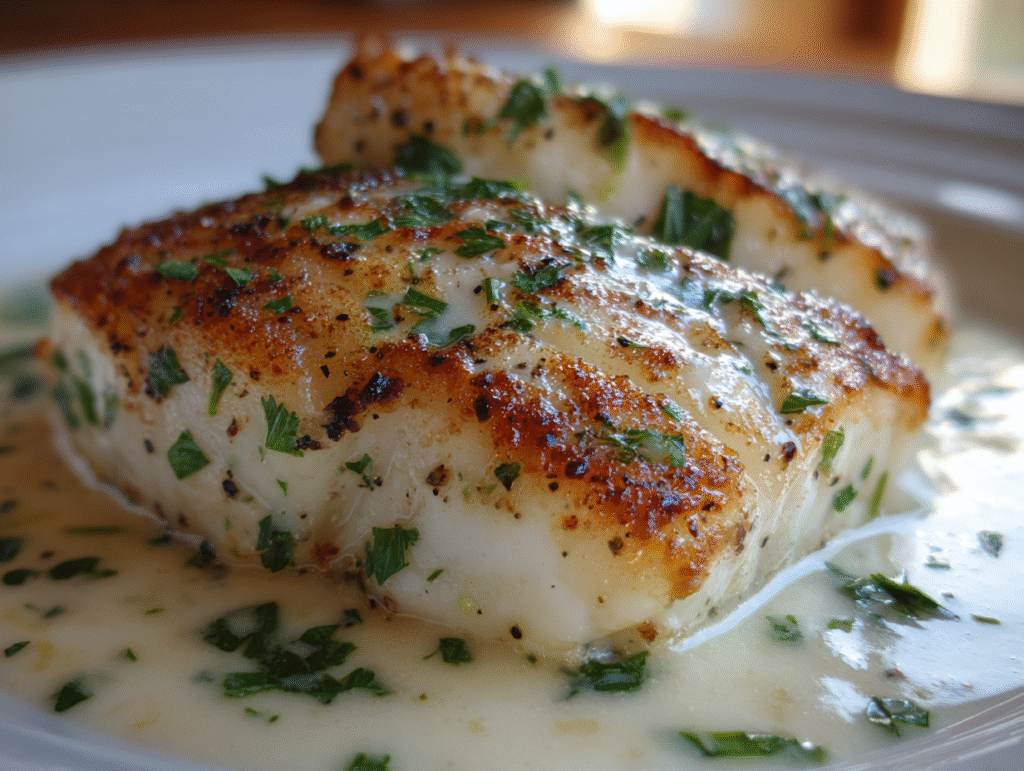 dishes of Breathtaking Halibut with Lemon Beurre Blanc