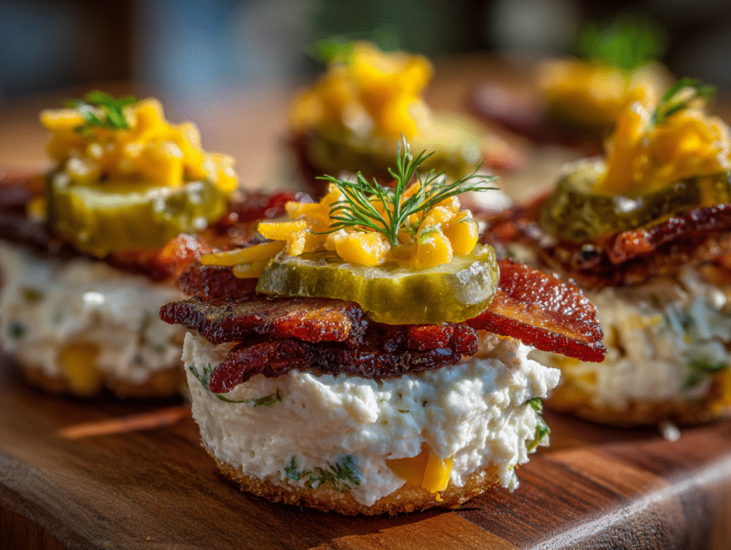 The Ultimate Crowd-Pleasing Cheese Dill Pickle Bacon Shots