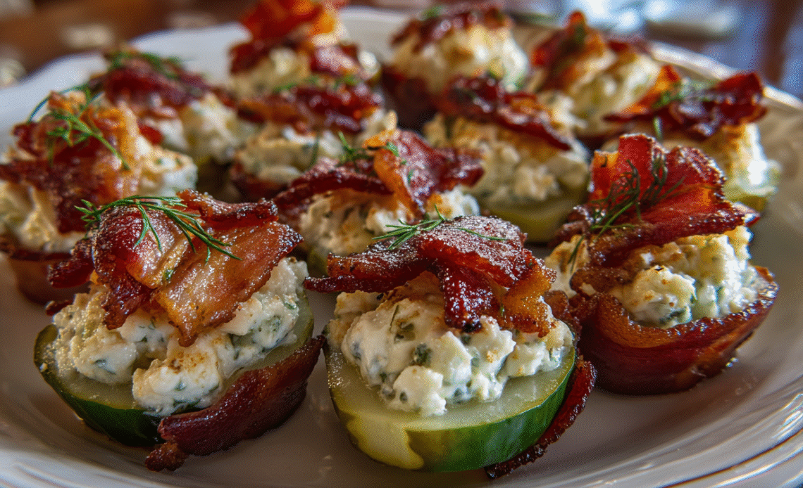 Cheese Dill Pickle Bacon Shots