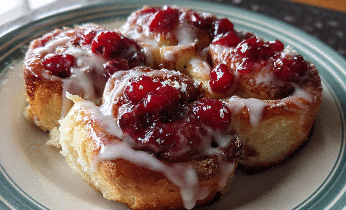 Cherry Cinnamon Rolls with Homemade Filling