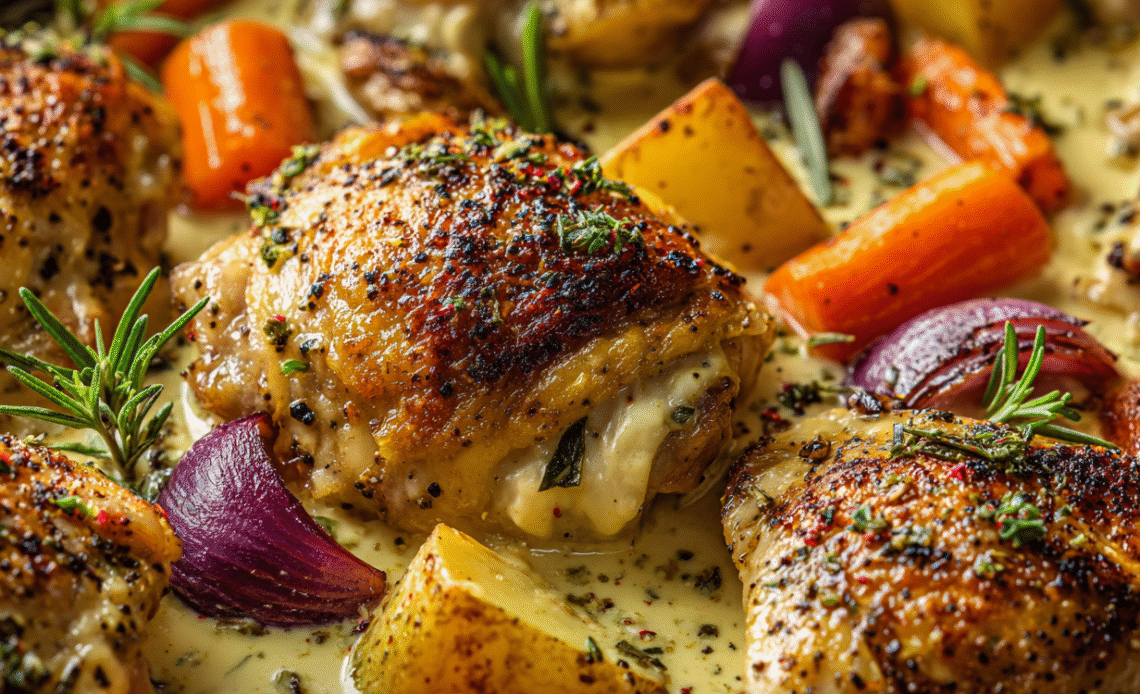 Creamy Baked Dijon Chicken Thighs