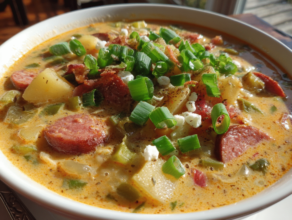 Creamy Cajun Potato Soup with Andouille Sausage dinner